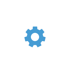 Icon of multiple hands surrounding a cog